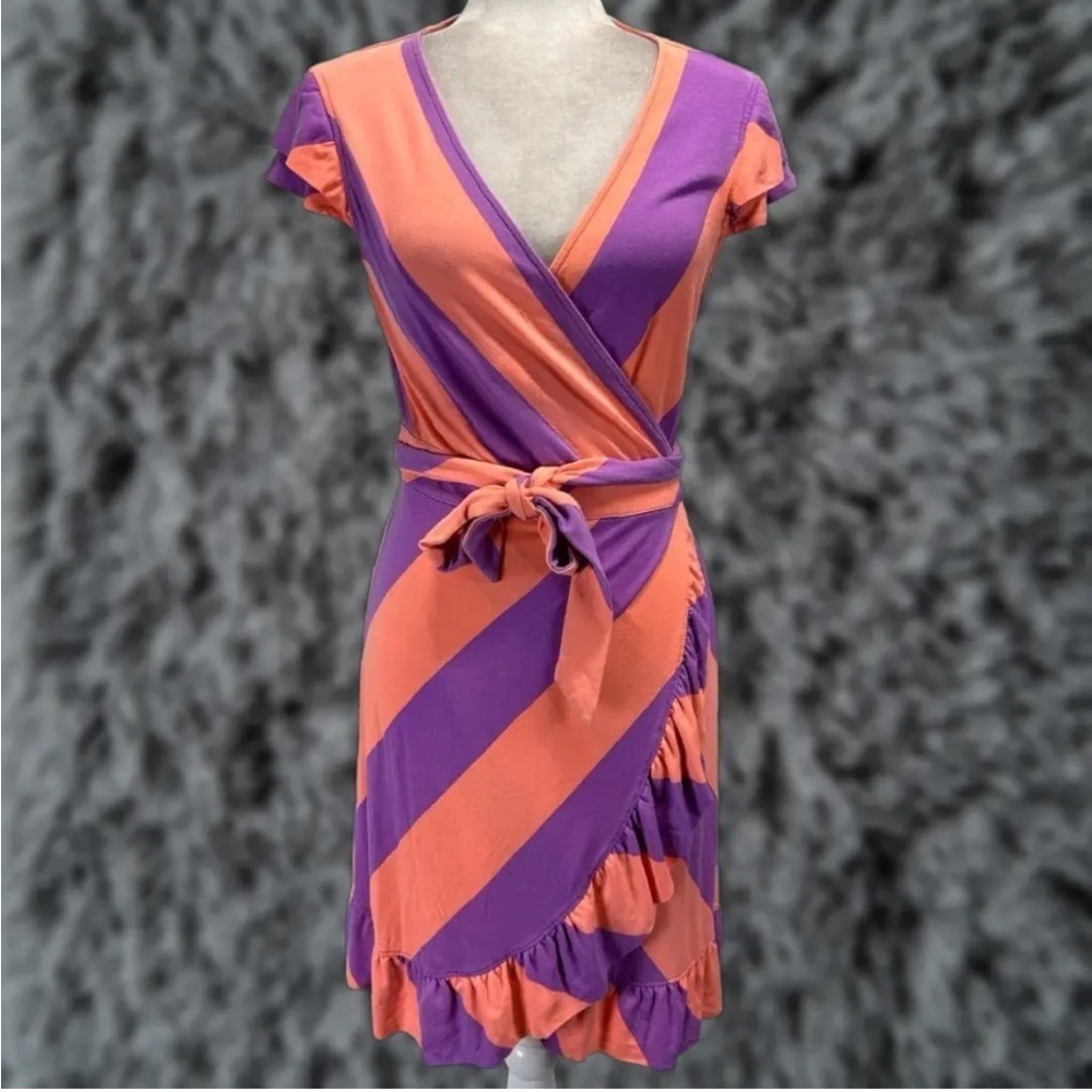 Lilly Pulitzer Orange and Purple Mini wrap ruffle Dress large women’s